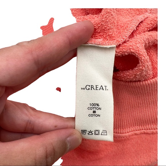 THE GREAT. The Shrunken Sweatshirt in Orange Cream Boho Vintage Vibe - Picture 11 of 13